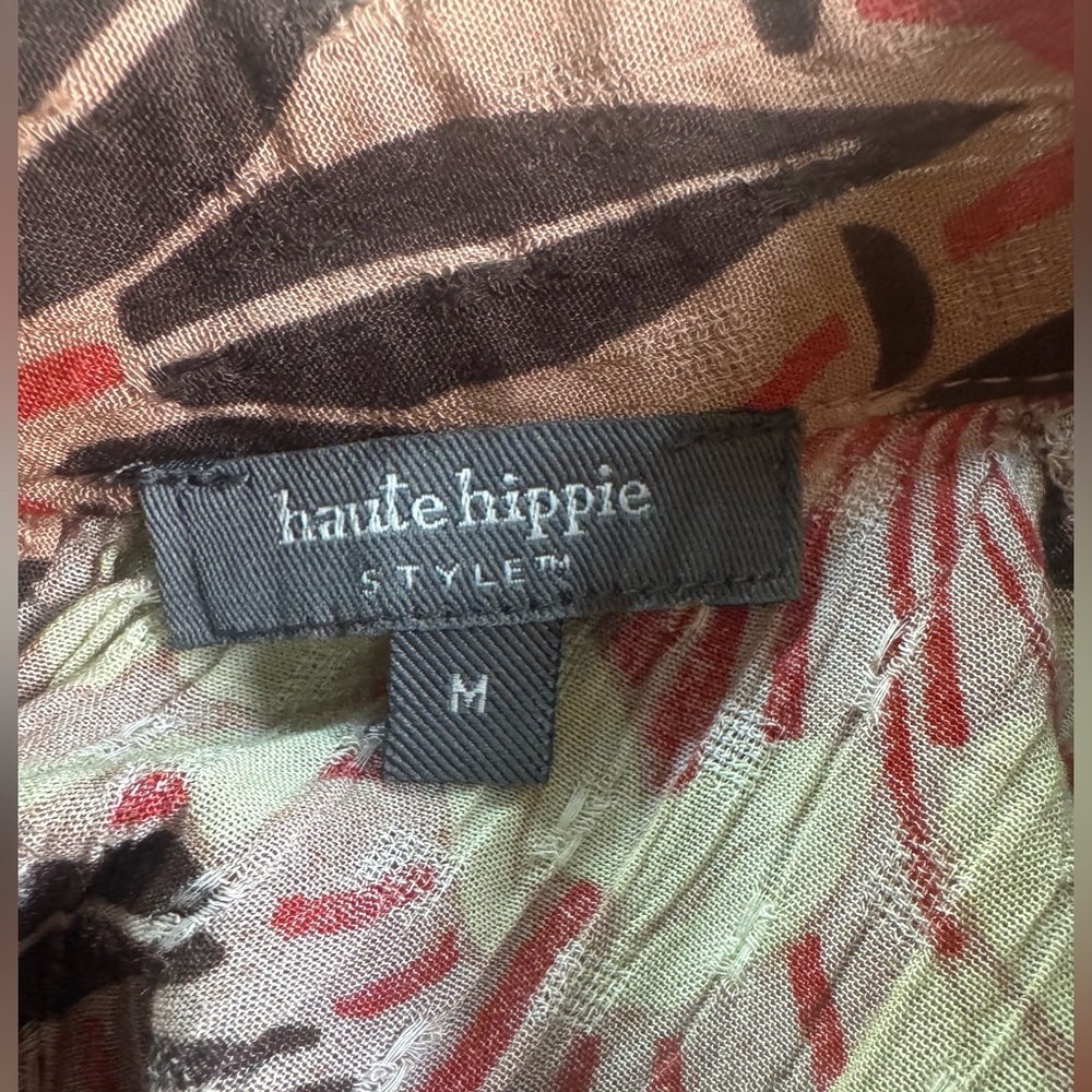 Haute Hippie 70s Floral Boho Print Patterned Sleeveless Halter Neck Blouse Top M - Picture 9 of 9